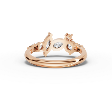 Lab Grown Pear & Marquise Diamond Multi-Stone Ring with Round Accents