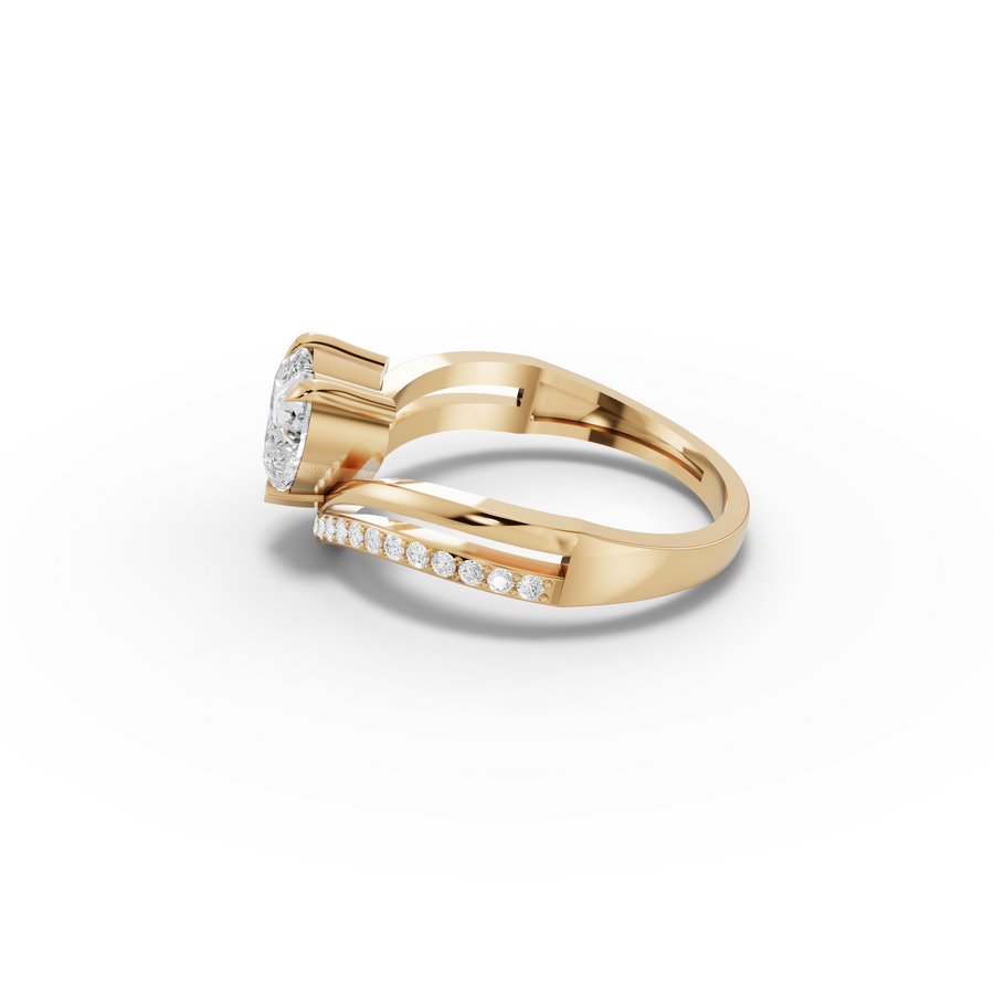 1.15 Ct Heart Solitaire Pavé V-Band Lab Diamond Ring