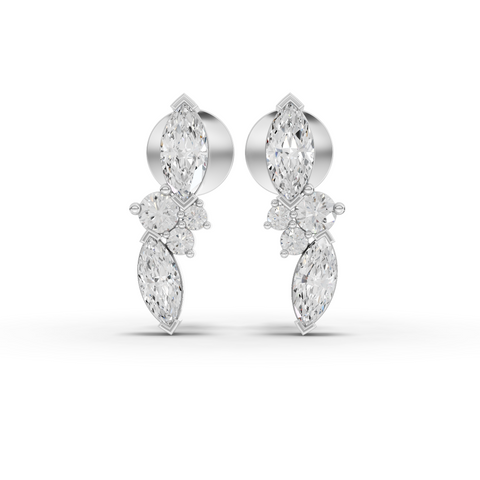Lab Grown Diamond Marquise and Round Cluster Drop Earrings