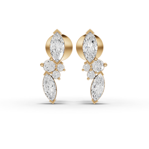 Lab Grown Diamond Marquise and Round Cluster Jewelry Set with Ring, Necklace and Drop Earrings