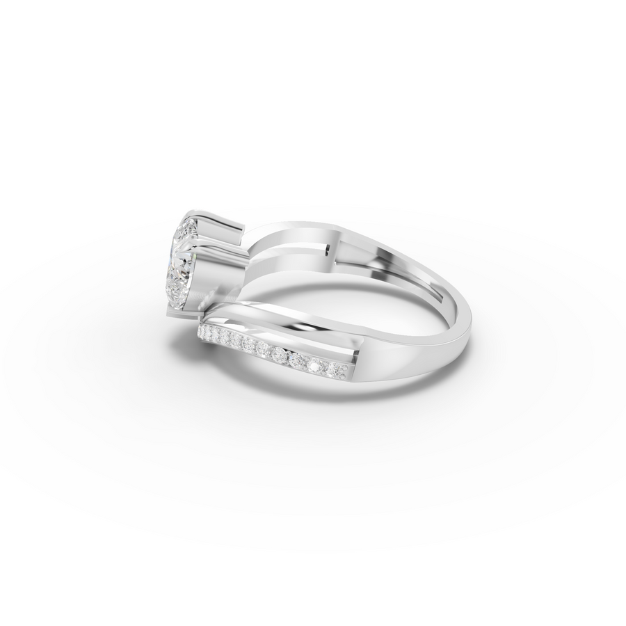 1.15 Ct Heart Solitaire Pavé V-Band Lab Diamond Ring