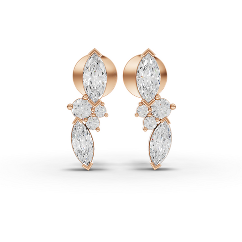 Lab Grown Diamond Marquise and Round Cluster Jewelry Set with Ring, Necklace and Drop Earrings