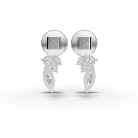 Lab Grown Diamond Marquise and Round Cluster Drop Earrings