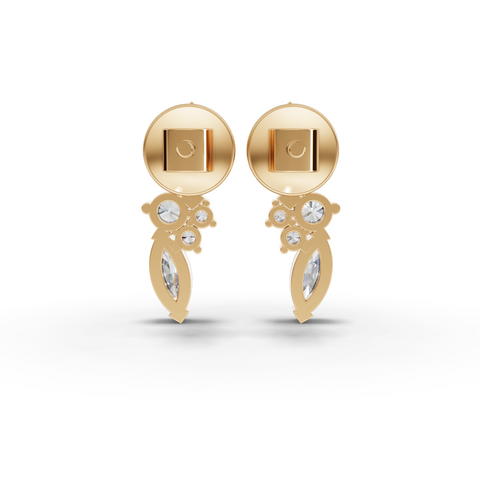 Lab Grown Diamond Marquise and Round Cluster Jewelry Set with Ring Necklace and Drop Earrings