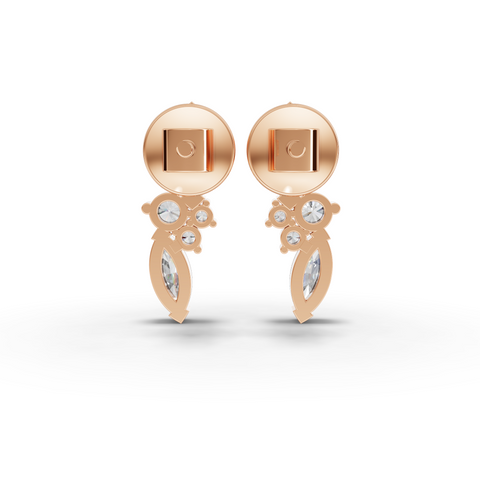 Lab Grown Diamond Marquise and Round Cluster Drop Earrings