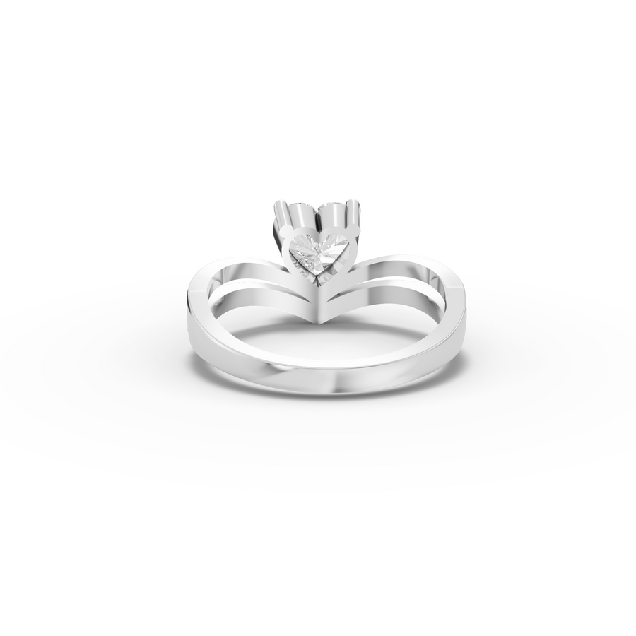 1.15 Ct Heart Solitaire Pavé V-Band Lab Diamond Ring