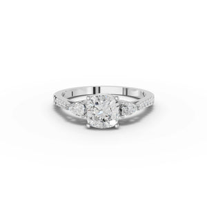 Cushion Three Stone Rings