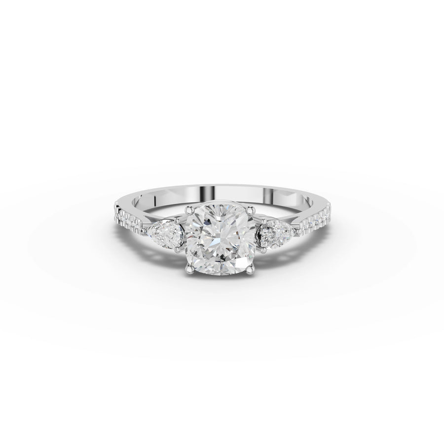 1.79 ct cushion lab diamond ring with 1.50 ct center stone and accent band