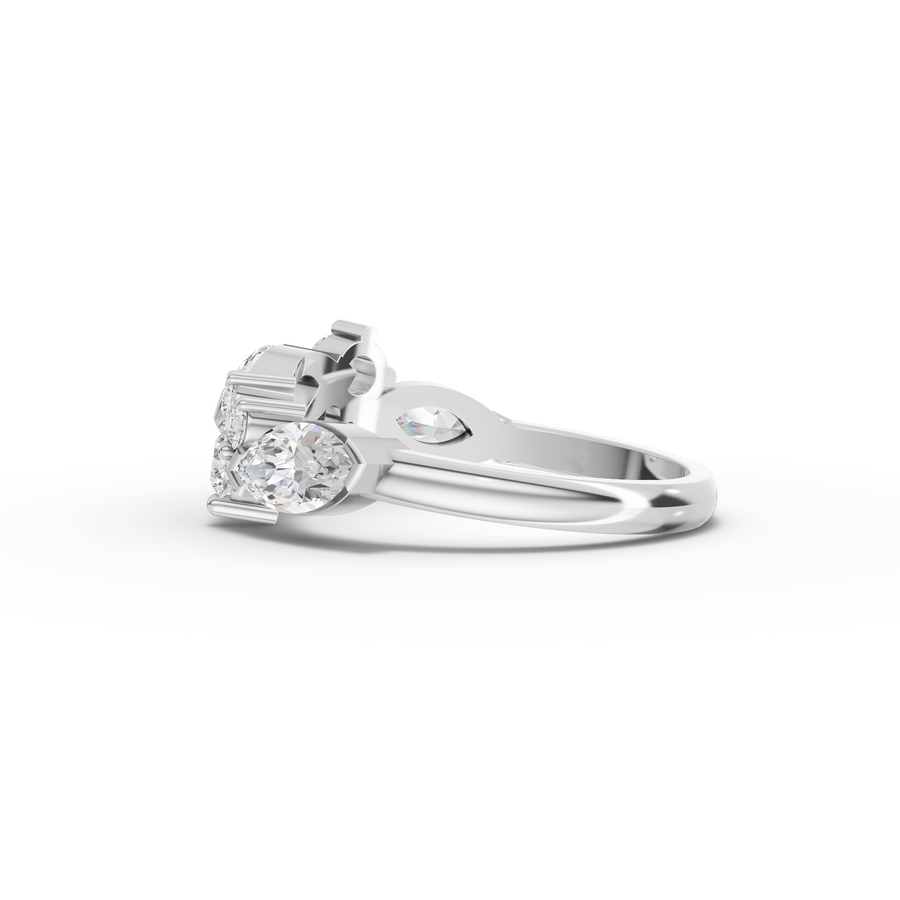 1.29 Ct Marquise Cluster Lab Diamond Ring