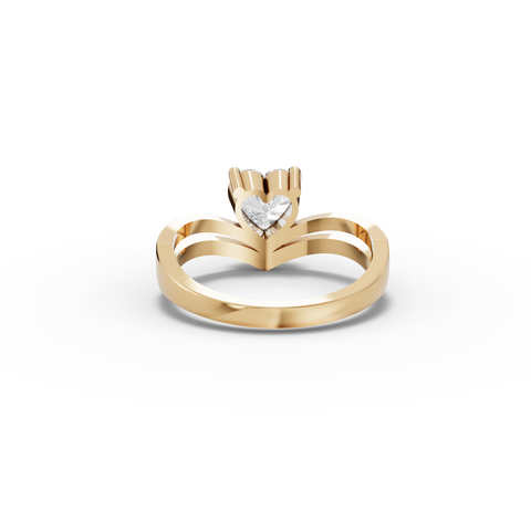 1.15 Ct Heart Solitaire Pavé V-Band Lab Diamond Ring