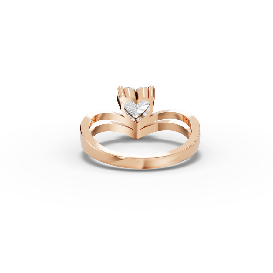 1.15 Ct Heart Solitaire Pavé V-Band Lab Diamond Ring