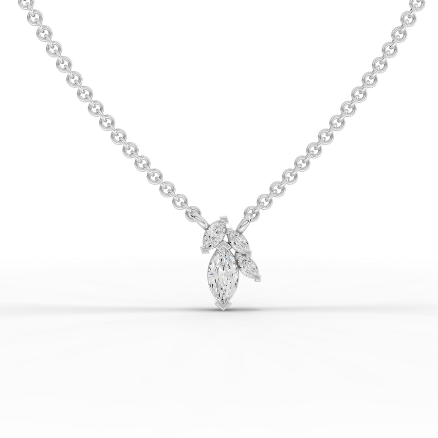 0.25 ct marquise cluster lab grown diamond pendant necklace with elongated sparkling diamond design