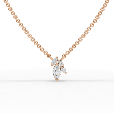 0.25 Ct Marquise Cluster Lab Diamond Pendant Necklace