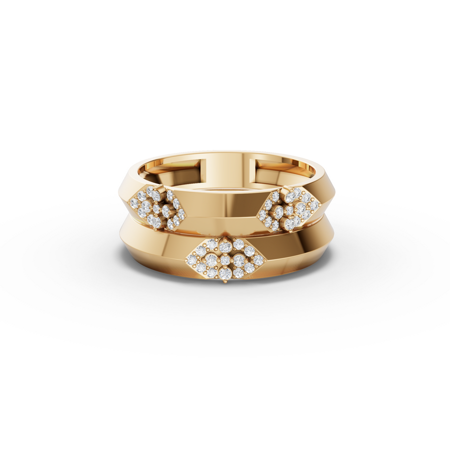0.17 Ct Geometric Cluster Lab Grown Diamond Band Ring