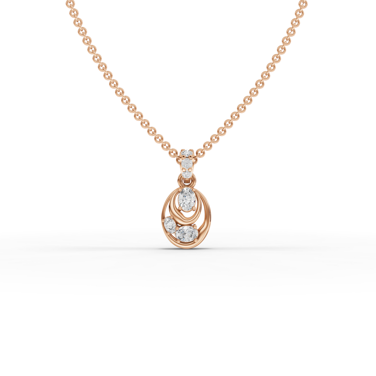 Modern Oval Lab Grown Diamond Drop Pendant Necklace