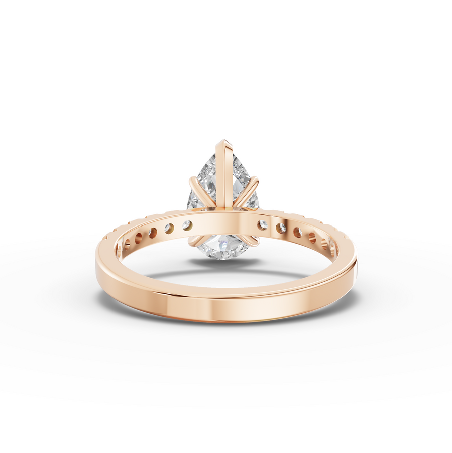 2.42 Ct Pear Solitaire With Side Diamod Band Ring