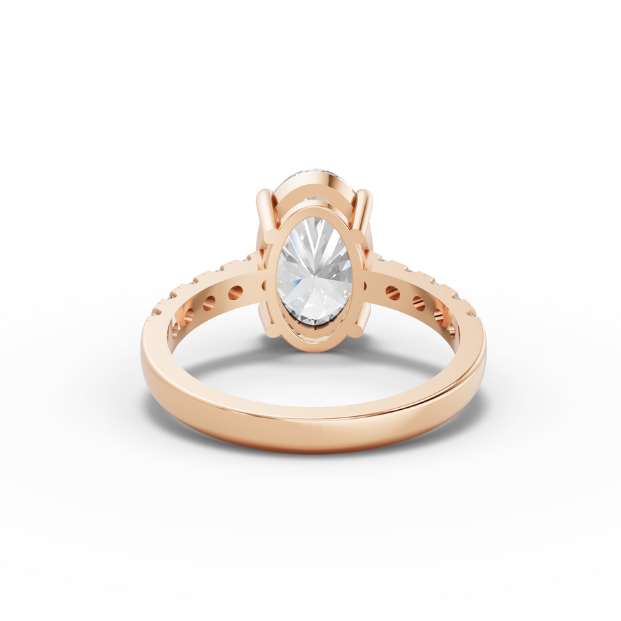 3.30 Ct Oval Solitaire With Pavé Ring 3.00 Ct Center