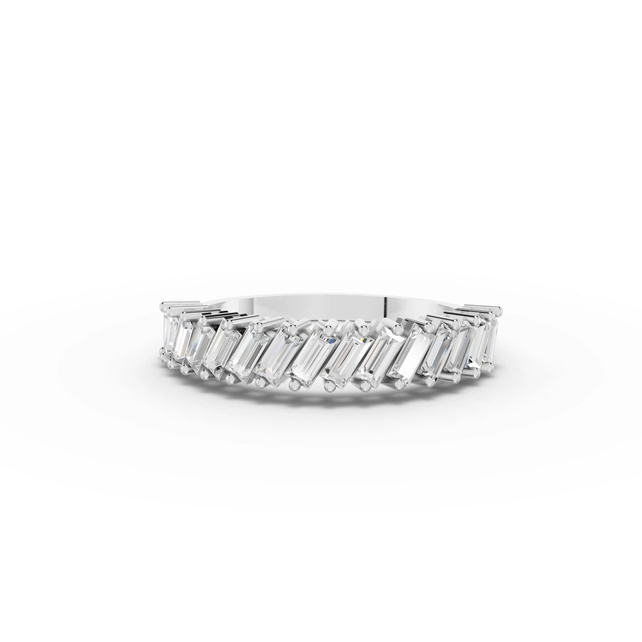 0.74 ct baguette lab diamond half eternity band with sleek rectangular stones in a refined ring design