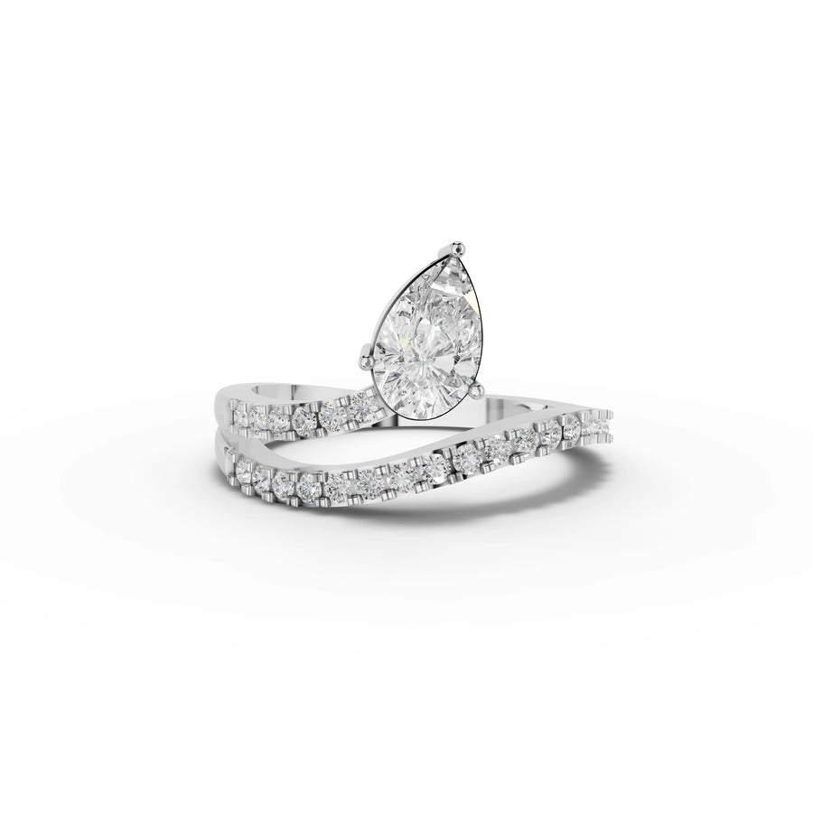 1.08 ct pear lab diamond ring with 0.75 ct center stone and split pavé band