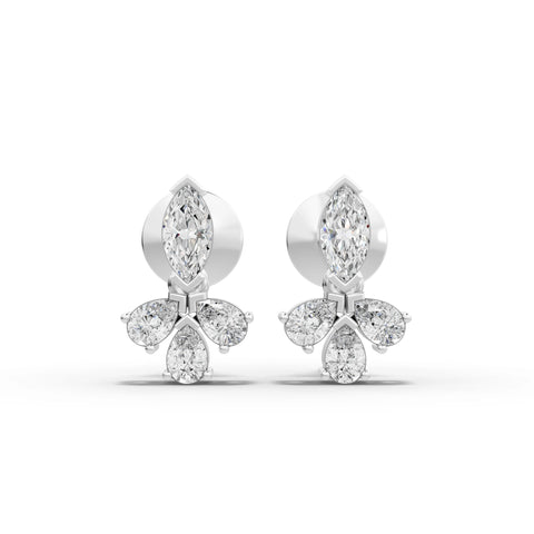 2.04 Ct Marquise Lab Diamond Floral Jewelry Set with Pendant, Earrings & Pavé Ring