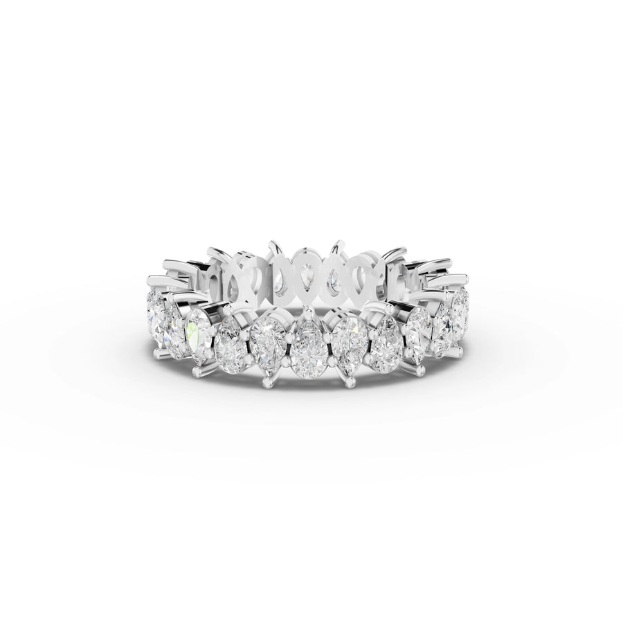 2.41 ct pear lab grown diamond full eternity ring with shared-prong setting and continuous pear-cut diamonds