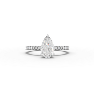 Pear Hidden Halo Rings