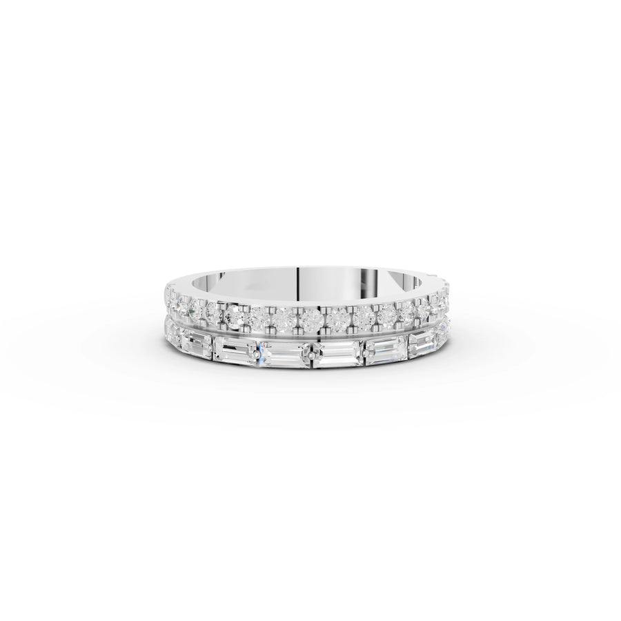 1.03 ct round and baguette lab diamond half eternity band ring
