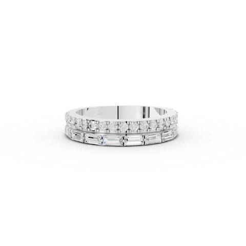 Round & Baguette Diamond Wedding Band