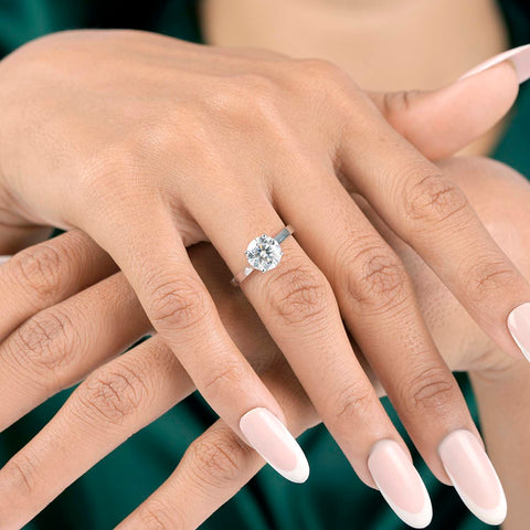 Round Cut Lab Diamond Solitaire Engagement Ring