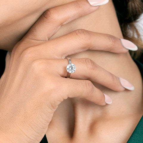 Round Cut Lab Diamond Solitaire Engagement Ring