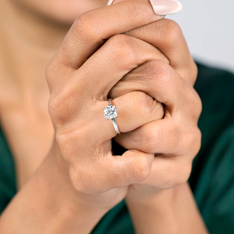 Round Cut Lab Diamond Solitaire Engagement Ring