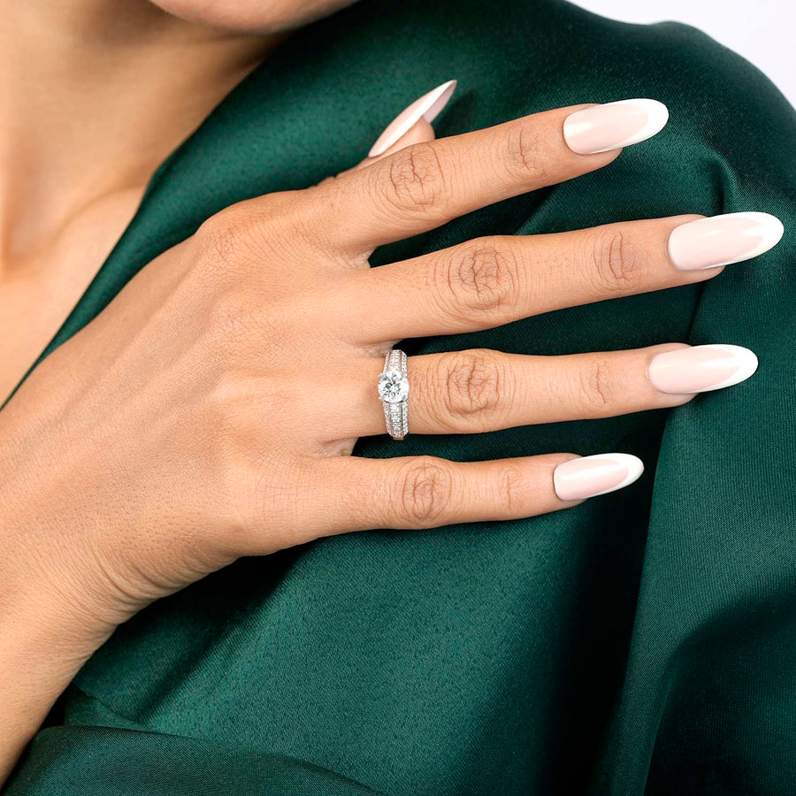 Round diamond band ring model angle