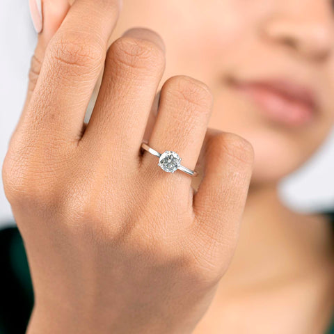 Cushion Cut Lab Diamond Solitaire Engagement Ring