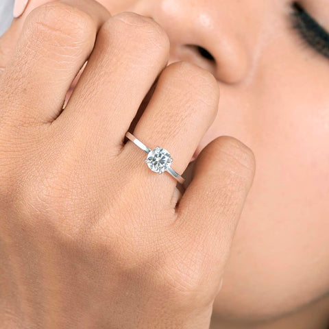 Cushion Cut Lab Diamond Solitaire Engagement Ring