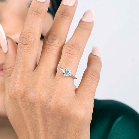 Round Cut Lab Diamond Solitaire Engagement Ring