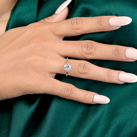 Round Cut Lab Diamond Solitaire Engagement Ring