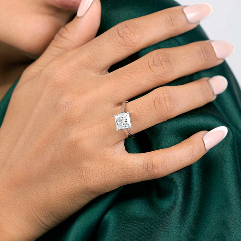 Princess Cut Lab Diamond Ring · Four-Prong Solitaire