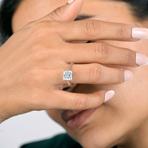 Princess Cut Lab Diamond Ring · Four-Prong Solitaire