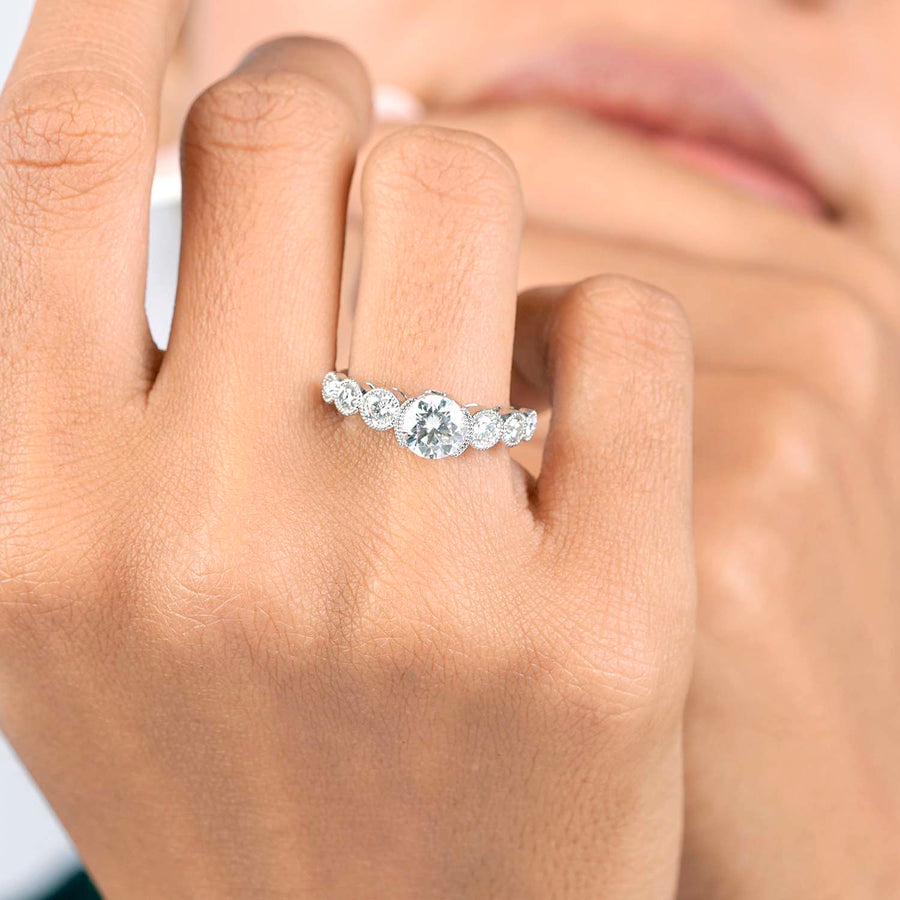 Multi stone diamond ring model angle