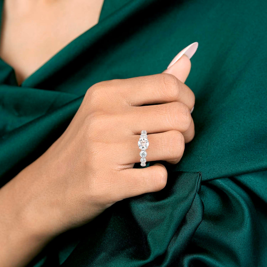 1.59 CT multi stone lab-grown diamond ring worn on hand