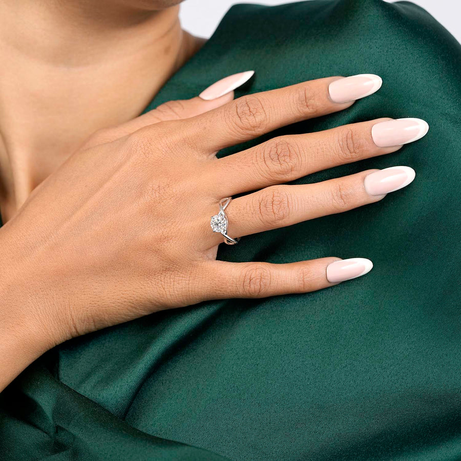 Close-up on hand showing diamond brilliance