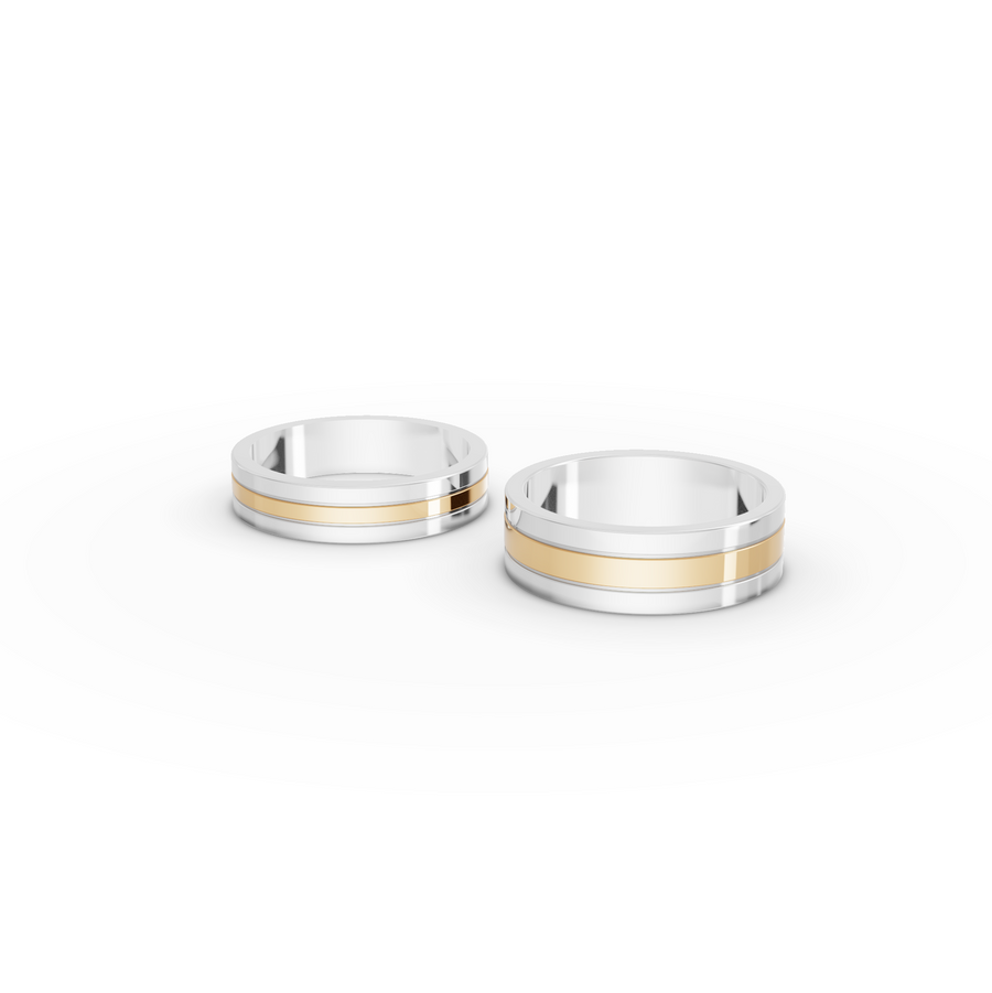 Two Tone Gold Matching Wedding Bands for Couples