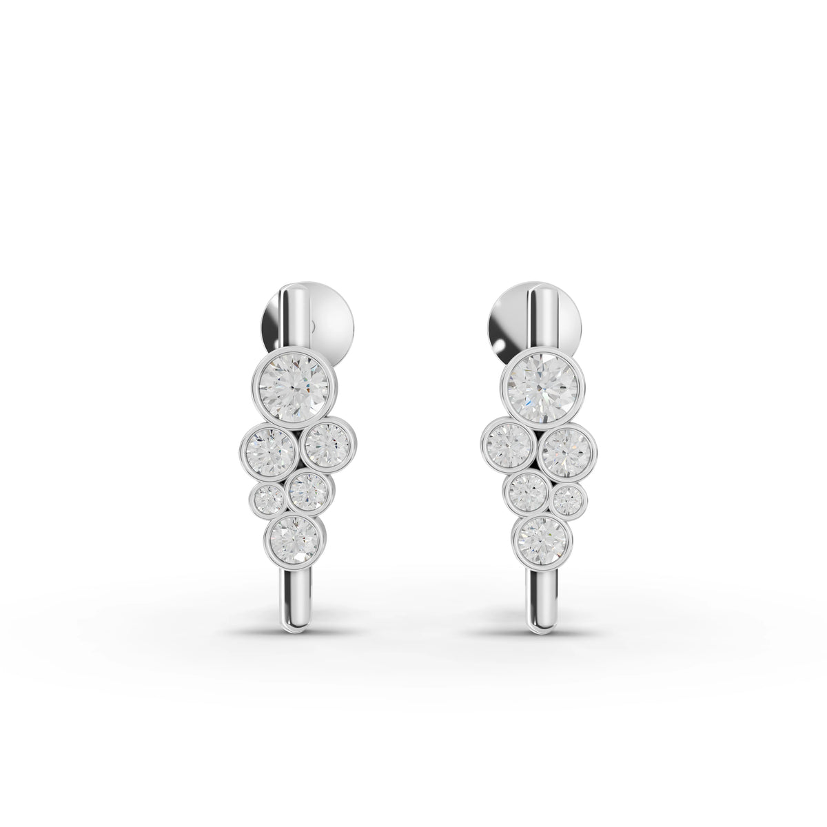 0.52 Ct Graduated Bezel Lab Diamond Drop Earrings