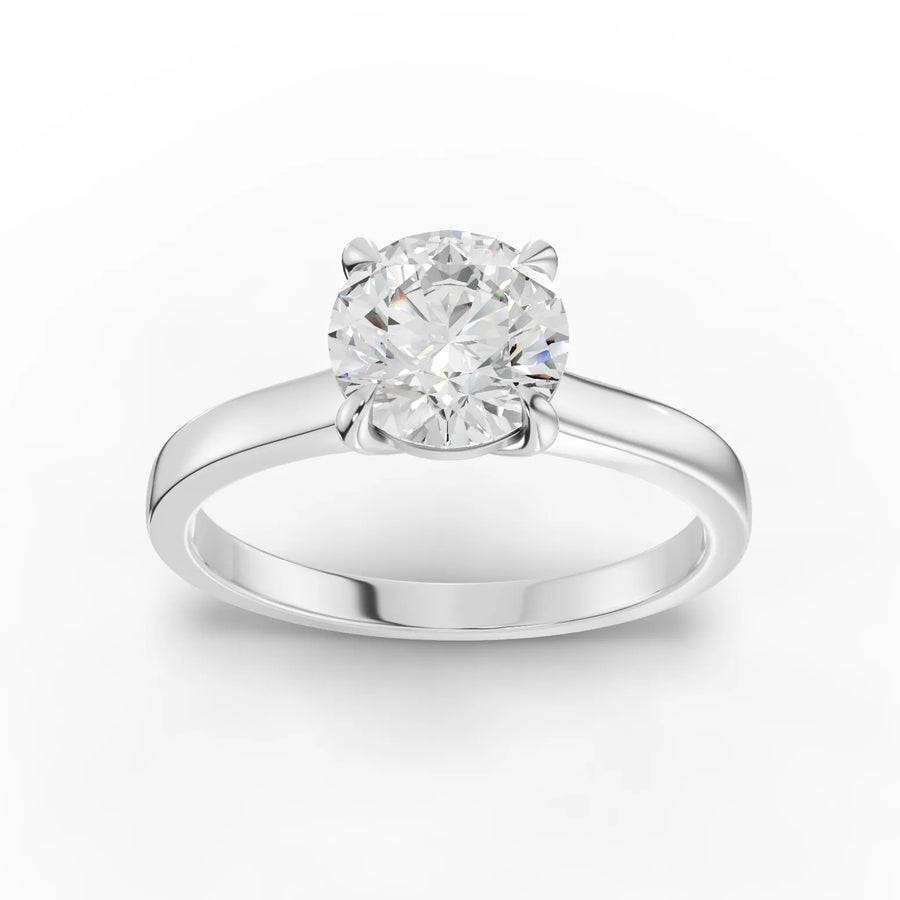 1 ct round lab-grown diamond solitaire ring with polished band and raised center stone setting