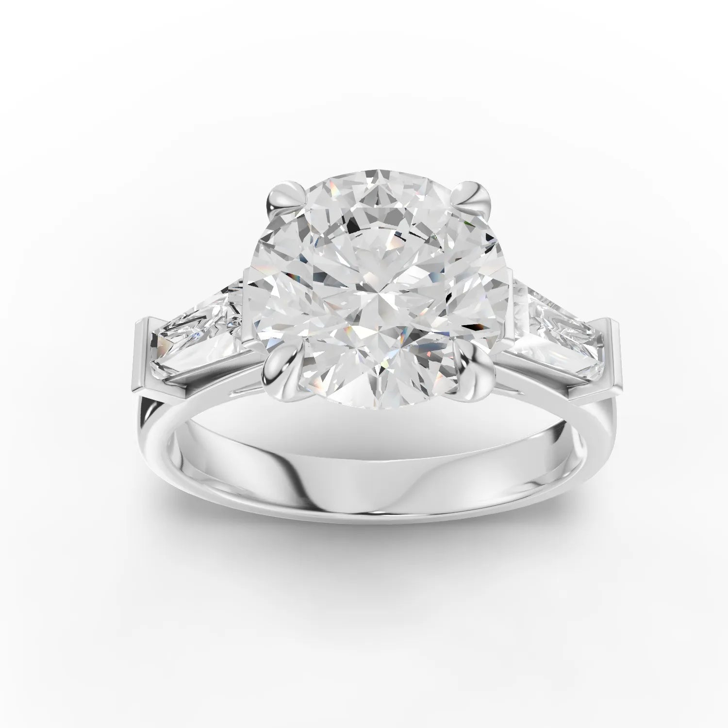 3.25 CT round lab-grown diamond ring white gold top view