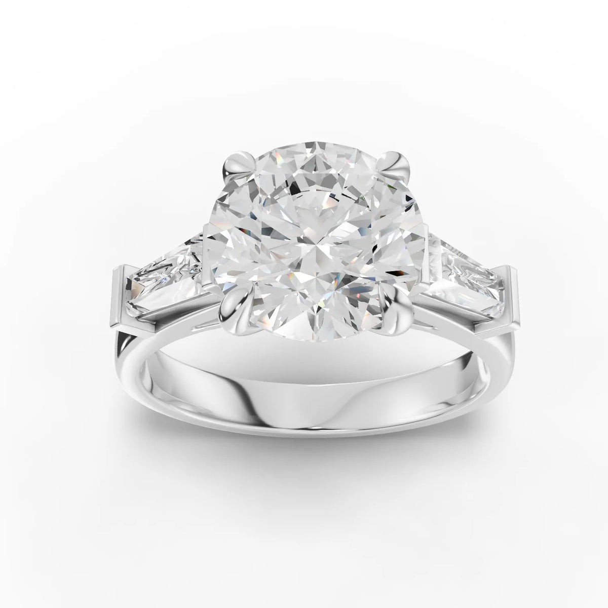 3.25 CT round lab-grown diamond ring white gold top view