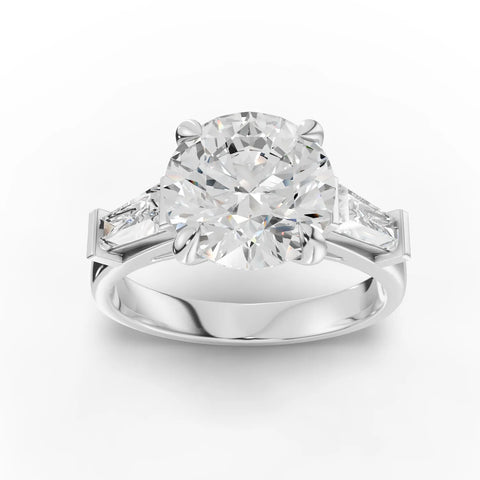 3.25 CT round lab-grown diamond ring white gold top view