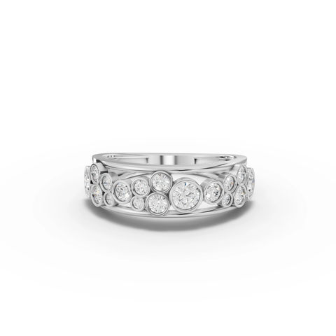 Lab-Grown Diamond Cluster Jewelry Set: Drop Earrings, Bezel Drop Pendant & Bubble Eternity Band