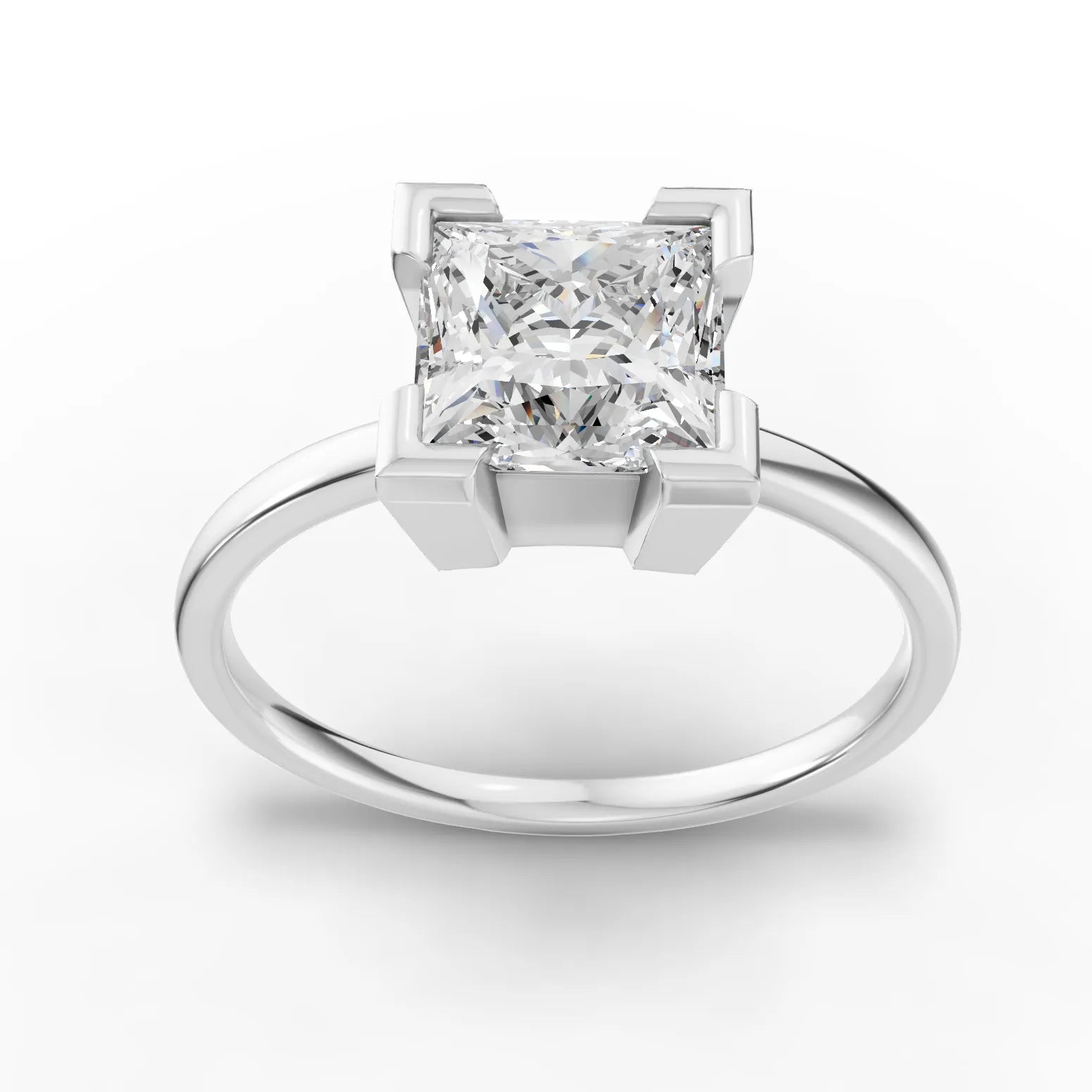 1.50 CT princess cut lab-grown diamond ring white gold top view