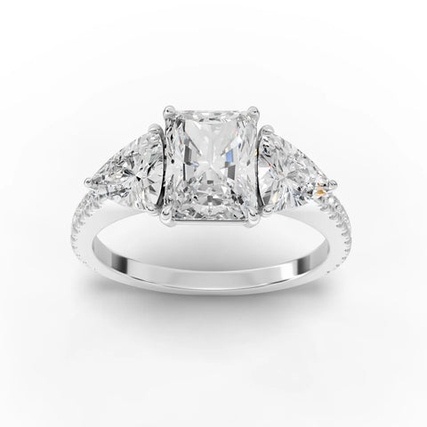 Radiant Cut Lab Diamond Three-Stone Engagement Ring · Trillion Side Stones